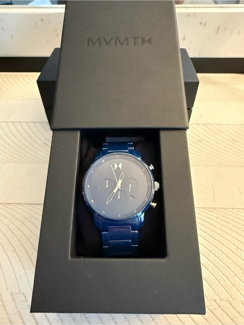 MVMT Men's Blue Ceramic Chronograph Watch with Silver Accents